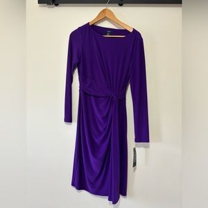 Chaps Wrap Dress 3/4 Sleeve - Purple, Medium